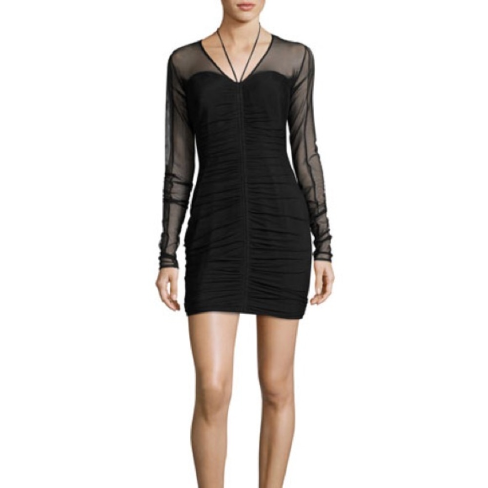 Cinq a Sept Black Ruched Mini Dress